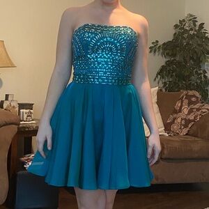 Sherri Hill Strapless Cocktail w/Beaded Bodice